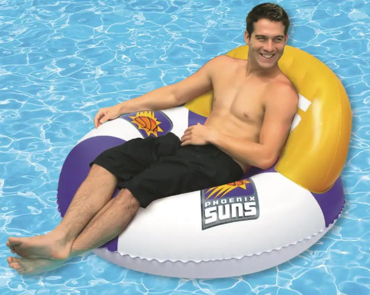 Pool lounger with Phoenix Suns logos on it.