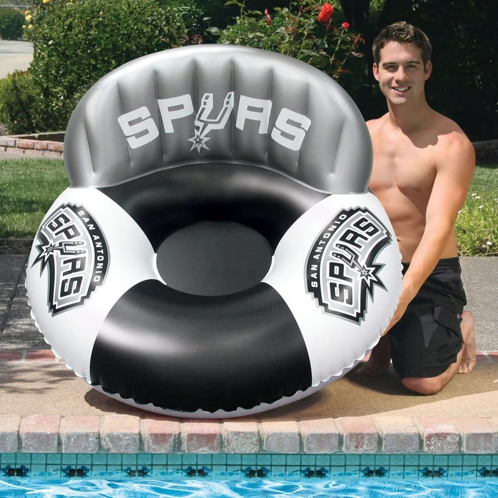 Pool lounger with San Antonio Spurs logos on it.
