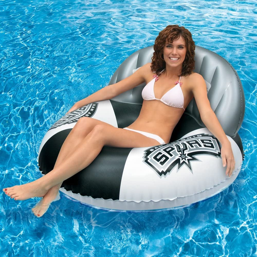 Pool lounger with San Antonio Spurs logos on it.