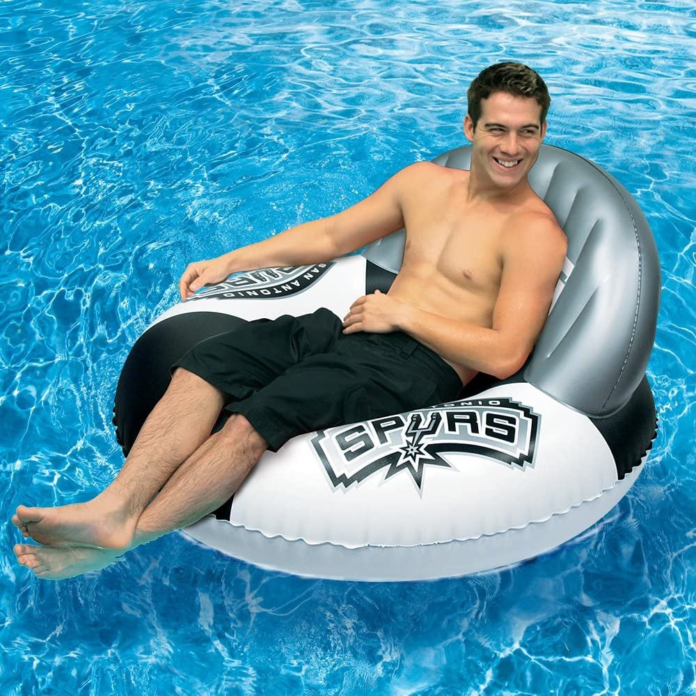 Pool lounger with San Antonio Spurs logos on it.