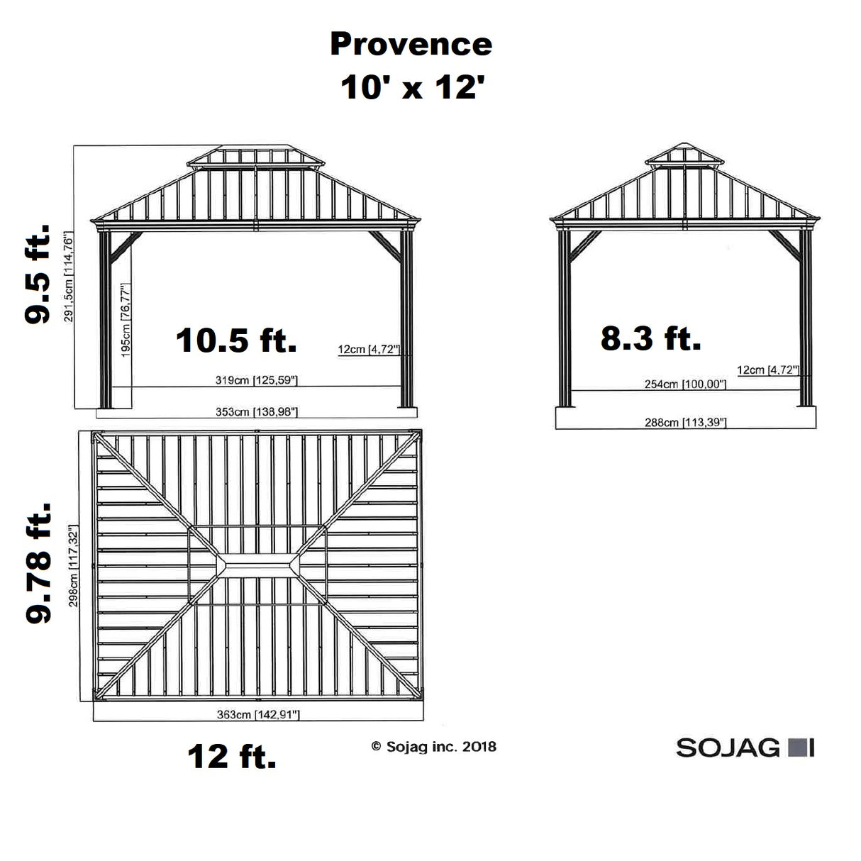 Gray Curtains for Provence Hard Top Gazebos by Sojag