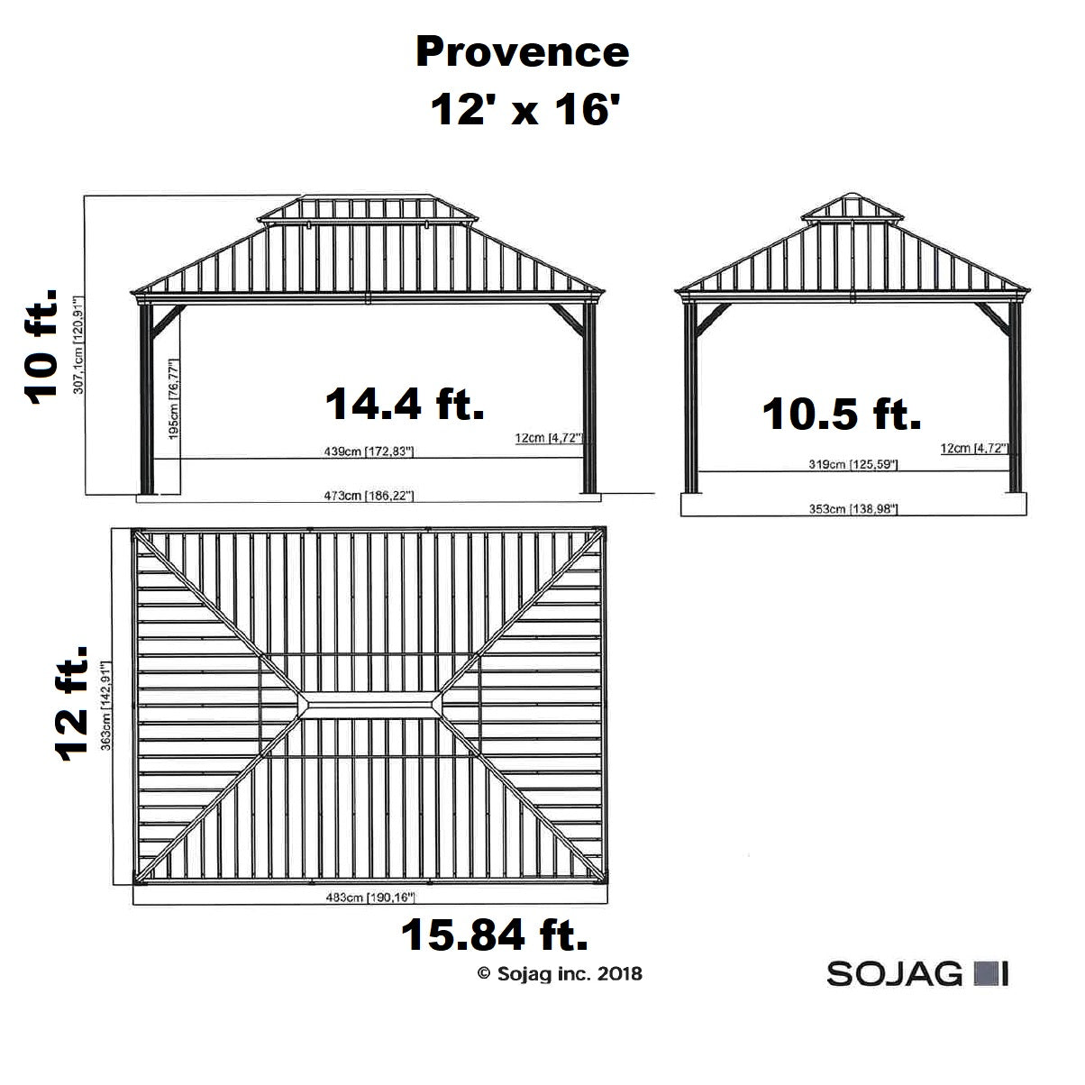 Gray Curtains for Provence Hard Top Gazebos by Sojag