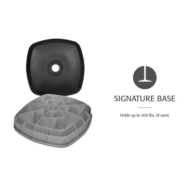 10' Square Cantilever Umbrella in a Black Frame with a Black Canopy with Base