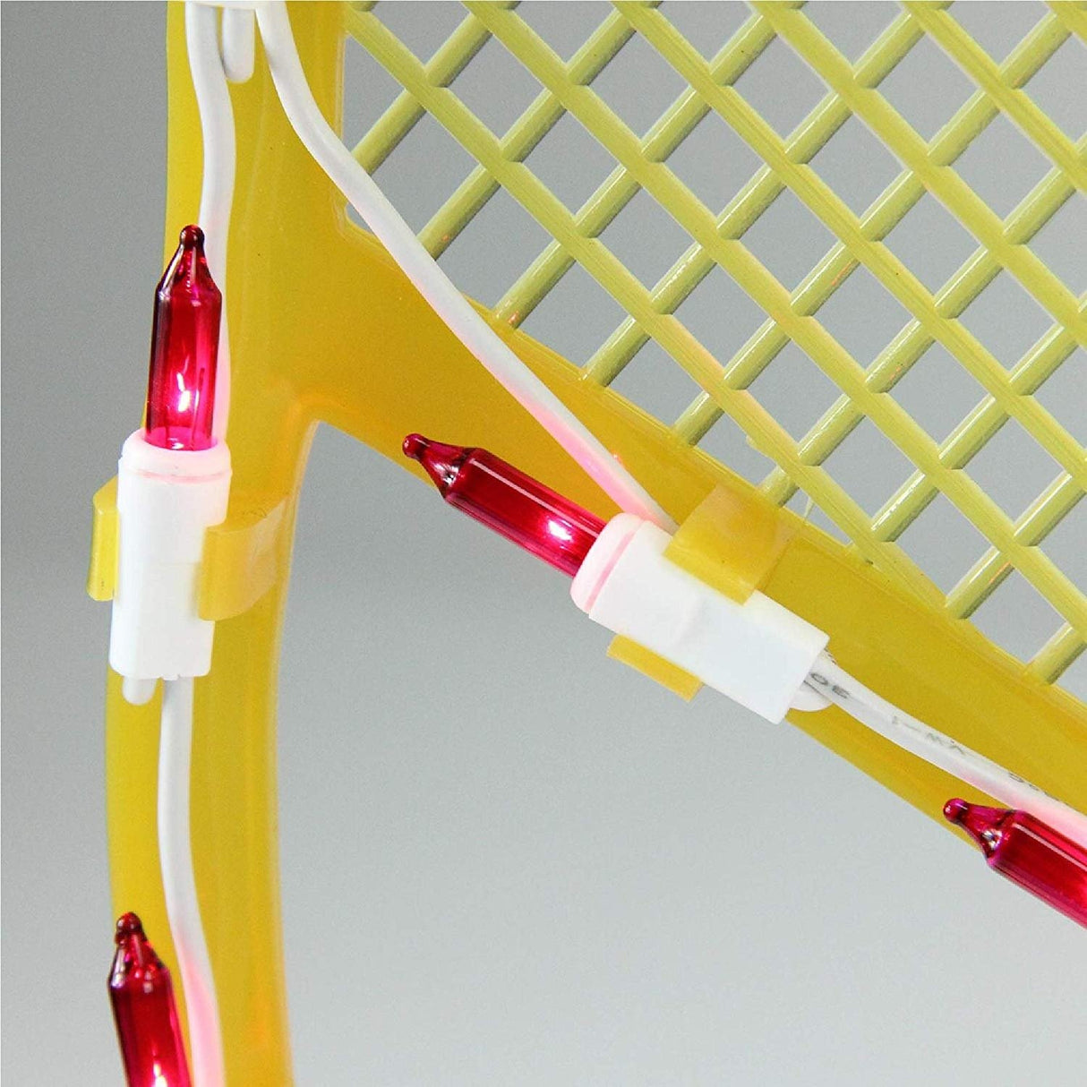 An up close view of a few of the light bulbs on the silhouette