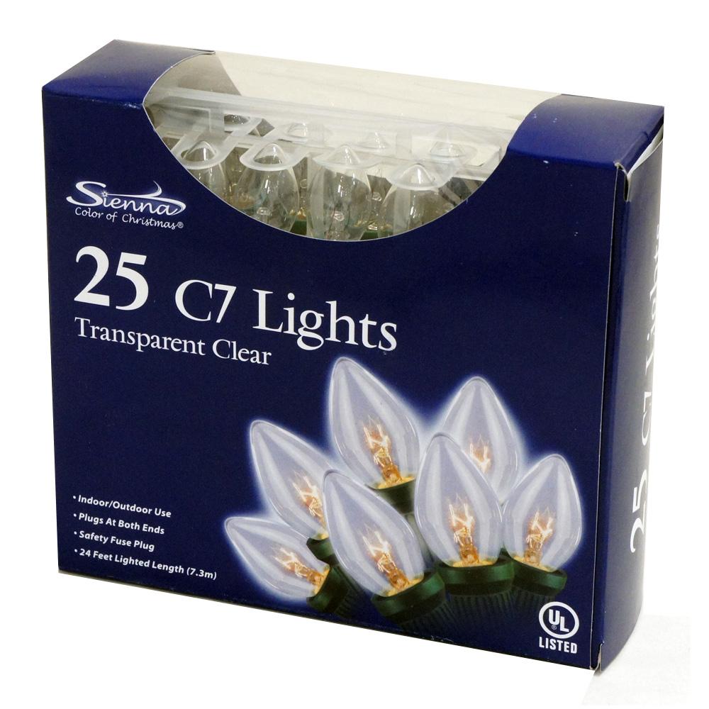 Set of 25 Transparent C7 Christmas Lights