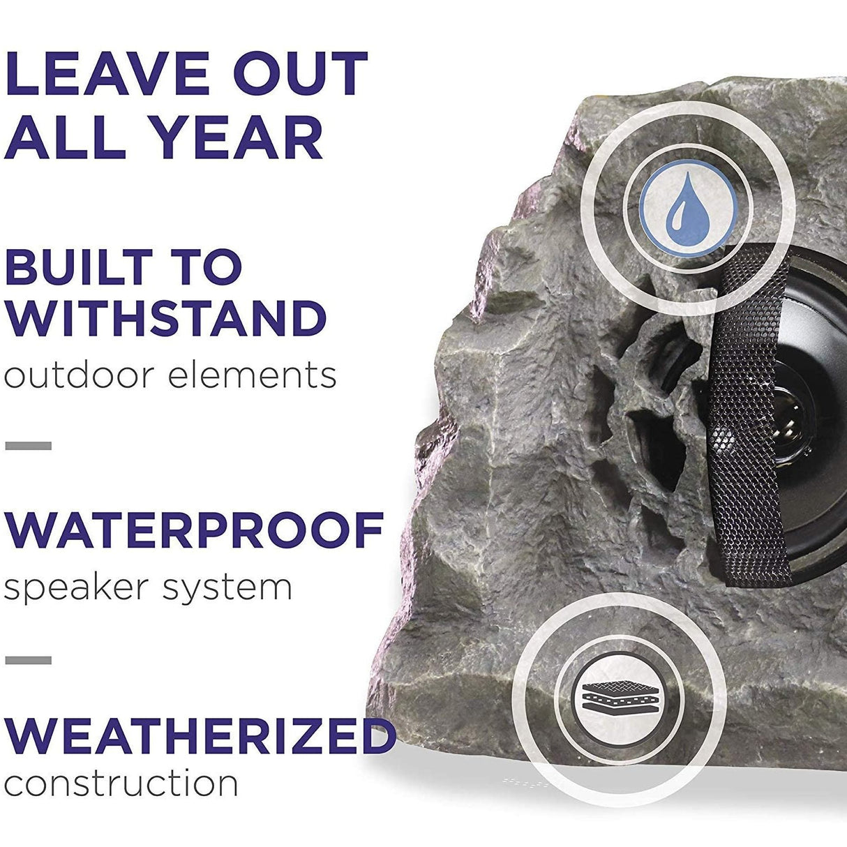 Solar Powered Bluetooth Enabled Waterproof Rock Speaker