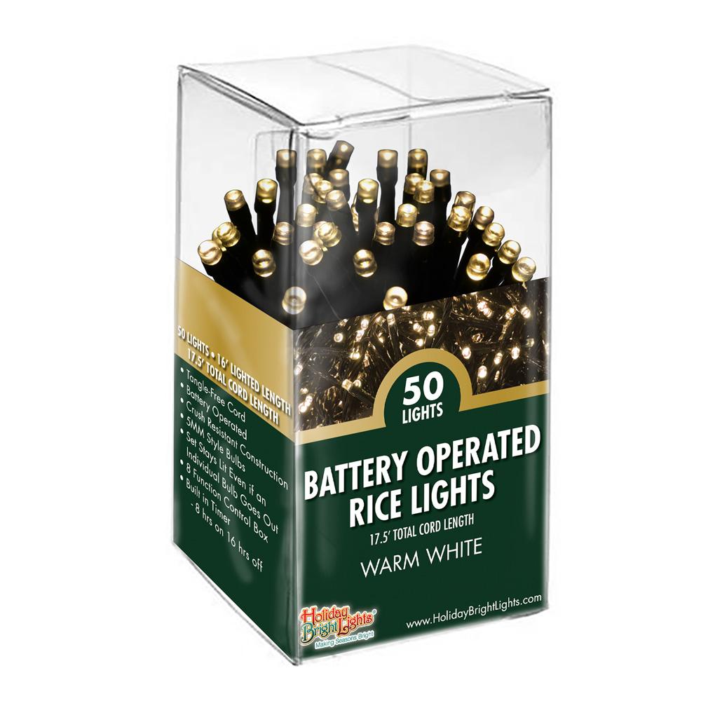 50 Battery Operated LED Rice Christmas Lights