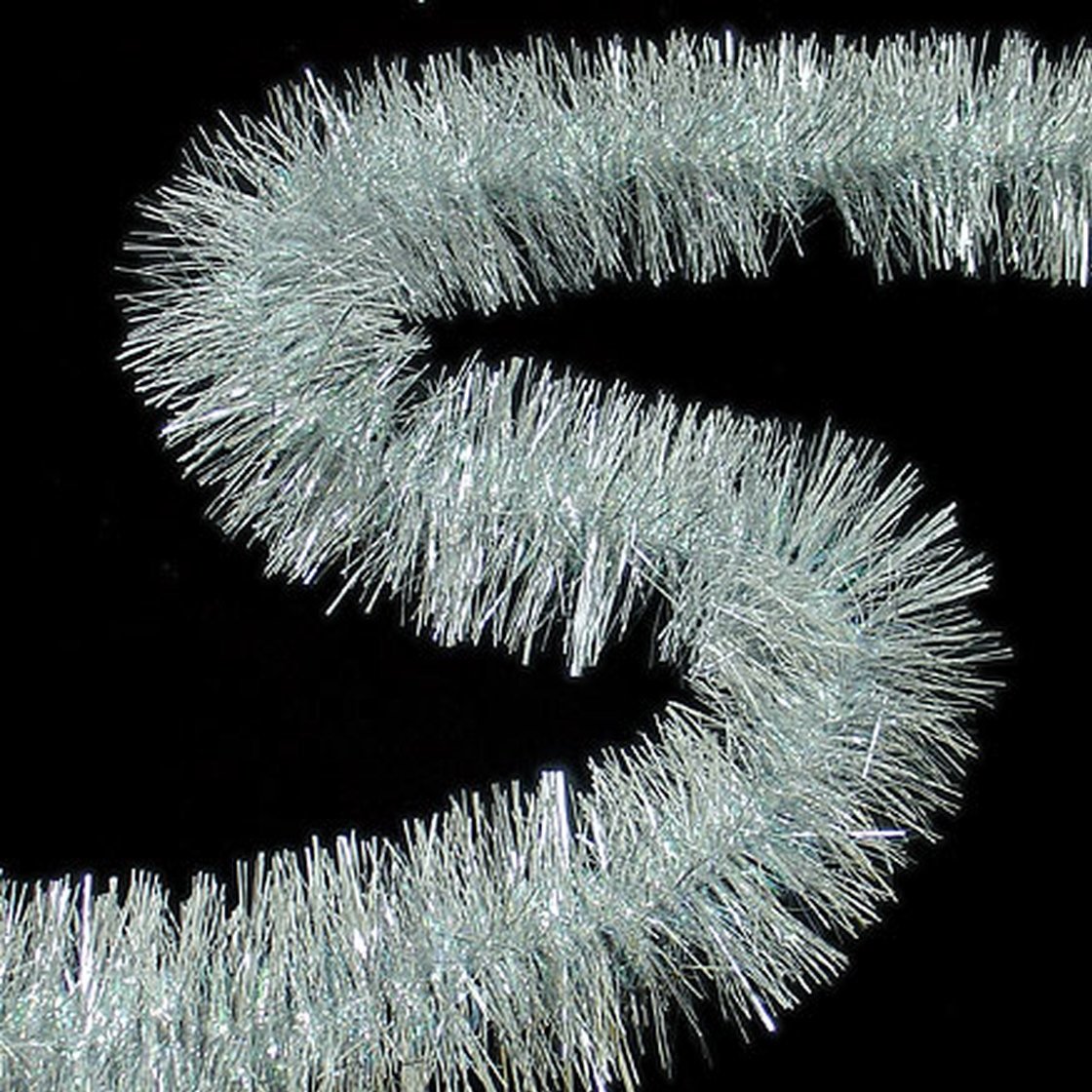 10' Iridescent Loop Silver Needle Tinsel Garland