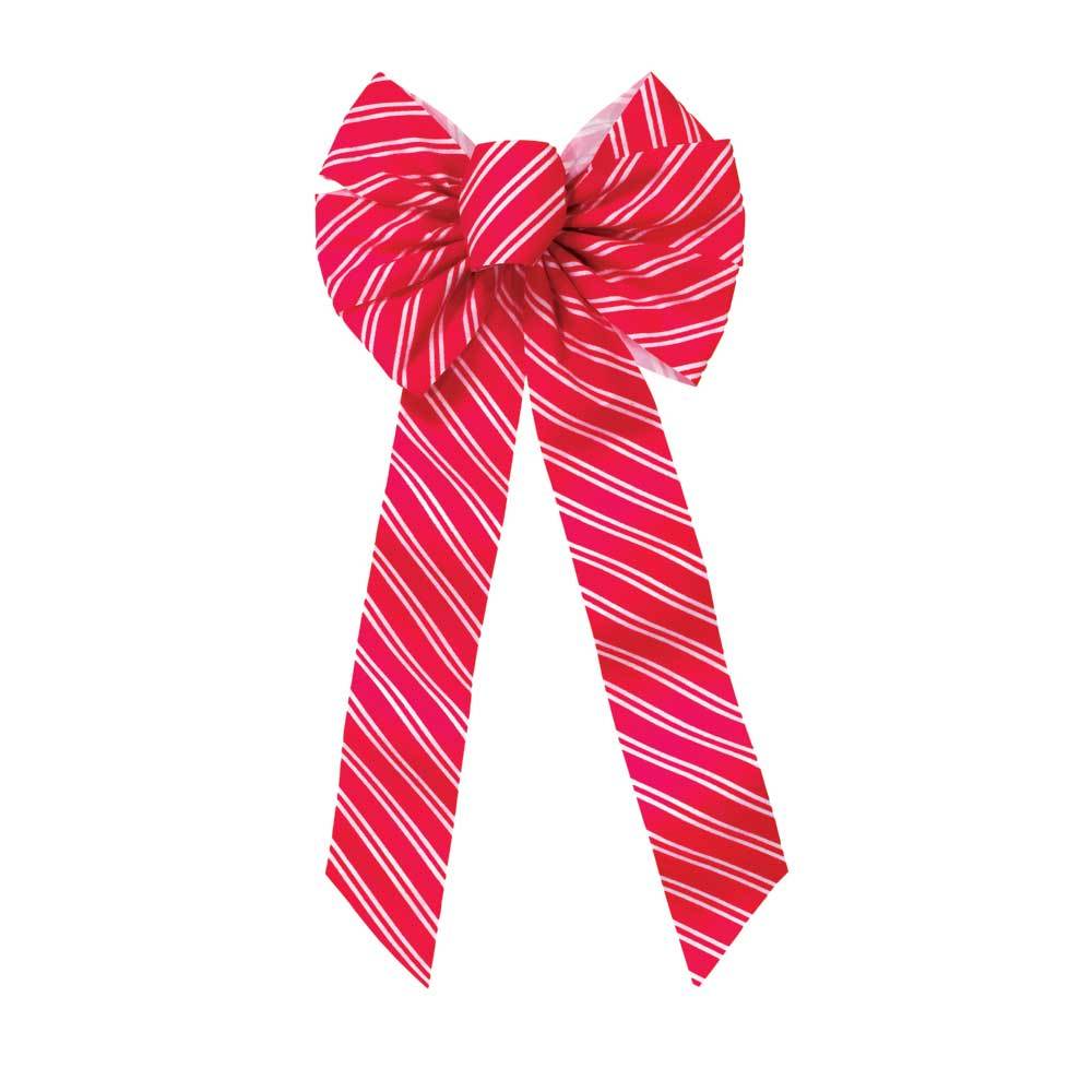 Christmas - 10" X 22" 7 Loop Candy Cane Red Velvet Christmas Bow