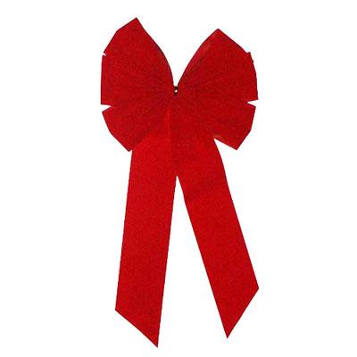 Christmas - 14" X 28" 7 Loop Red Velvet Christmas Bow