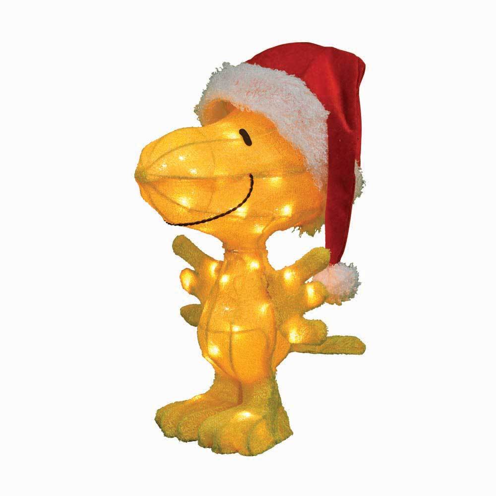 Christmas - 18" 3D Lighted Woodstock In Santa Hat Sculpture