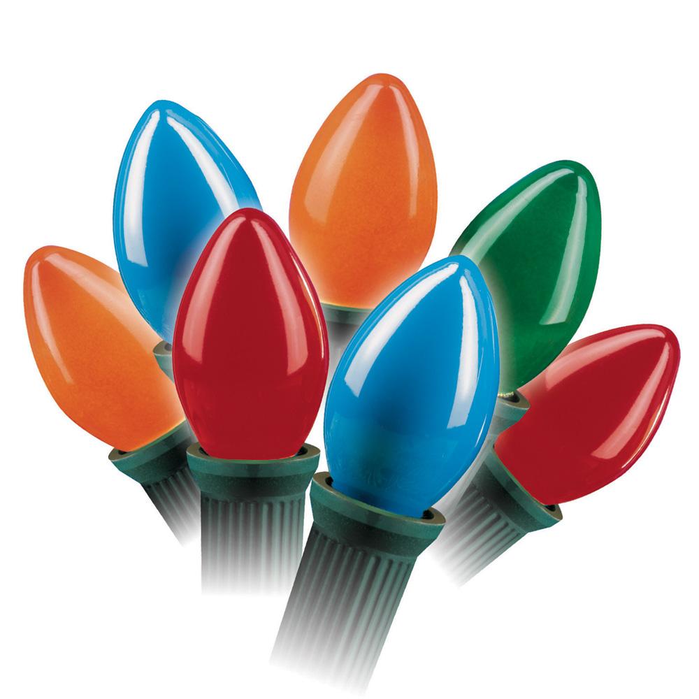 Set of 25 Ceramic C7 Multi-Colored Christmas Lights