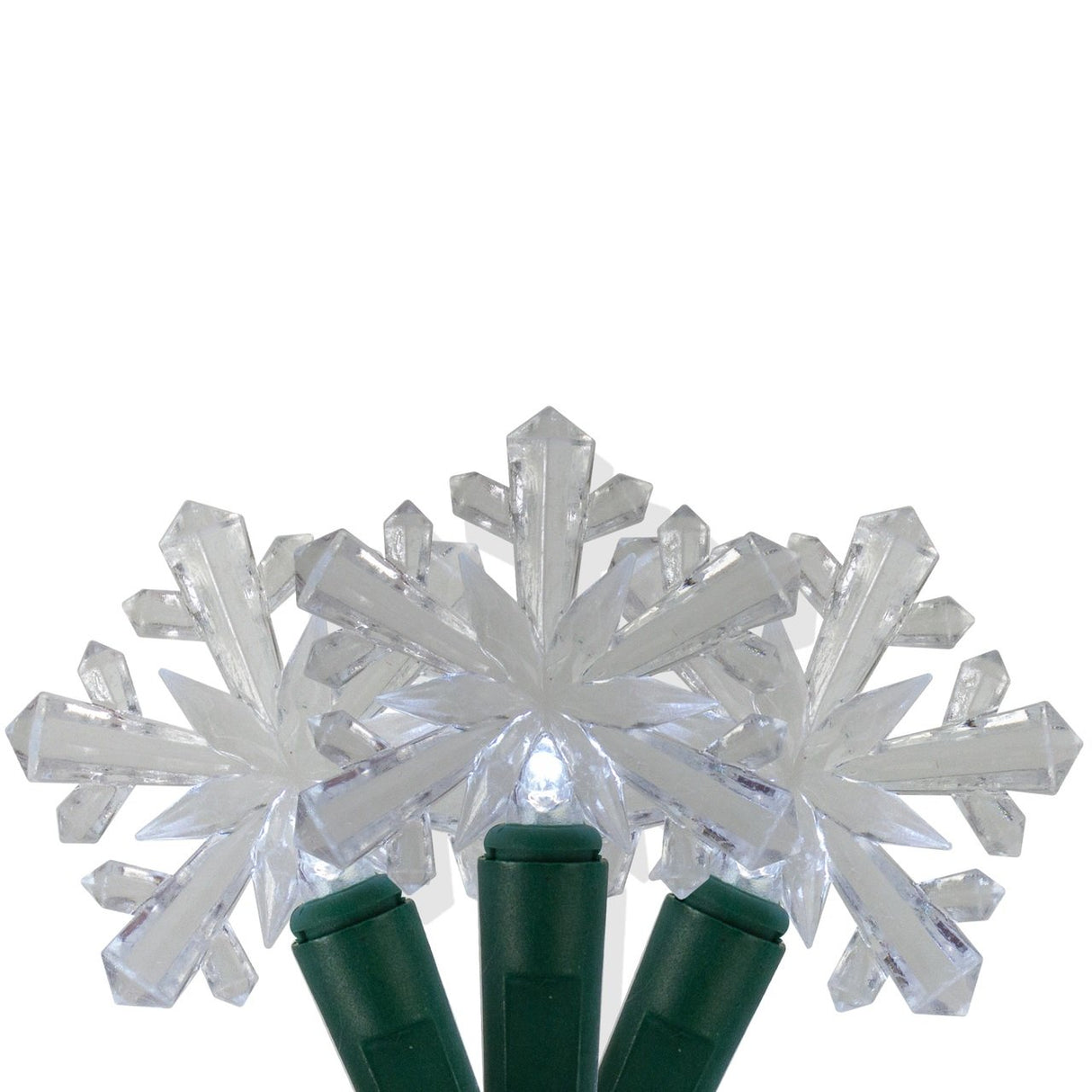 Set of 25 Pure White LED Snowflake M5 Christmas Lights