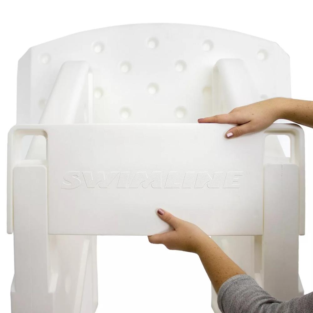 Poolside basketball hoop.