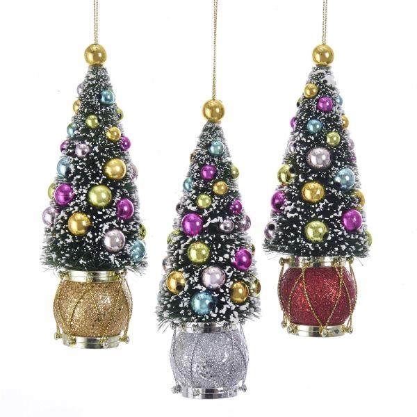 6" Sisal Tree with Ball and Drum Ornament