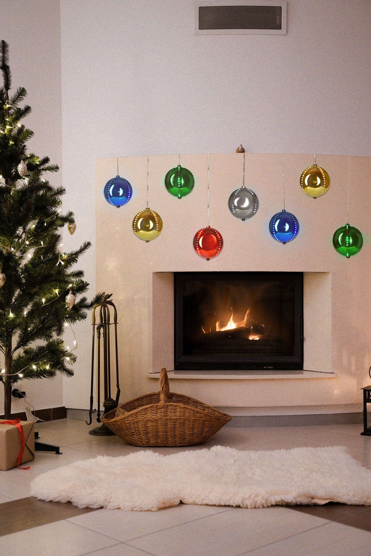 6" Round LED Snowfall Hanging Ornament Decoration