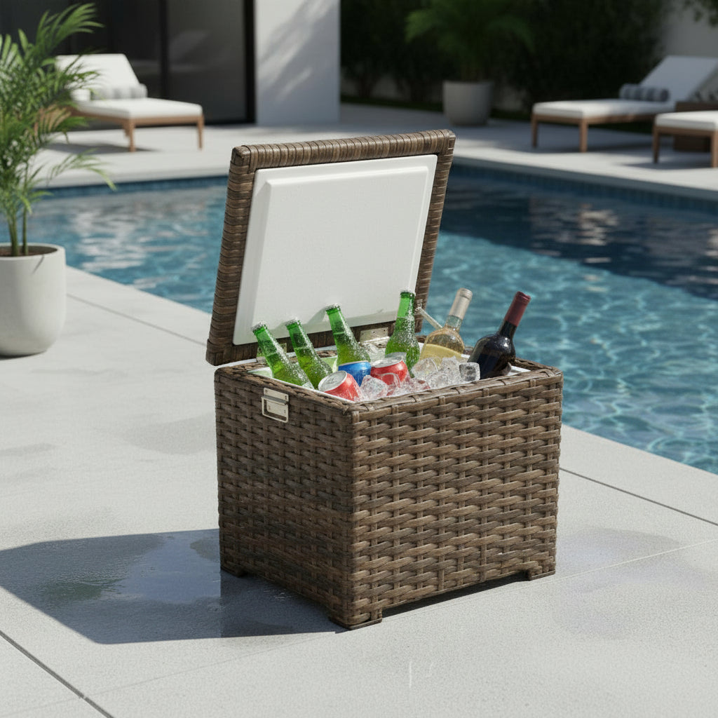 Outdoor Living - Wicker Husk Ice Chest End Table