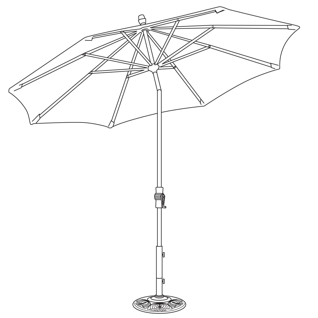9' Auto Tilt Market Bronze Frame Champagne Canopy Umbrella Thin Pole