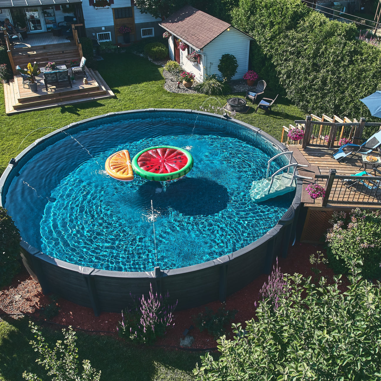 Vogue Above Ground Swimming Pool in Backyard