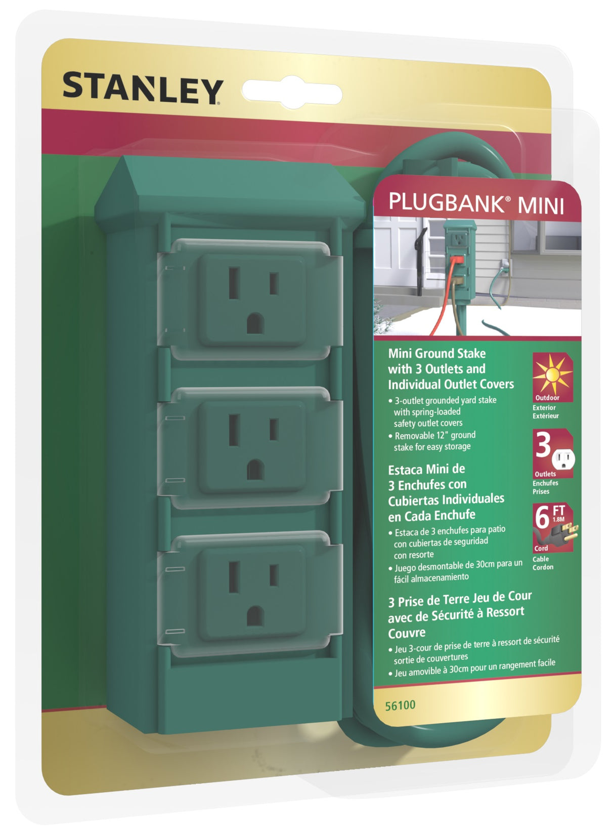 Stanley Mini 3-Outlet Plug Stake Power Center