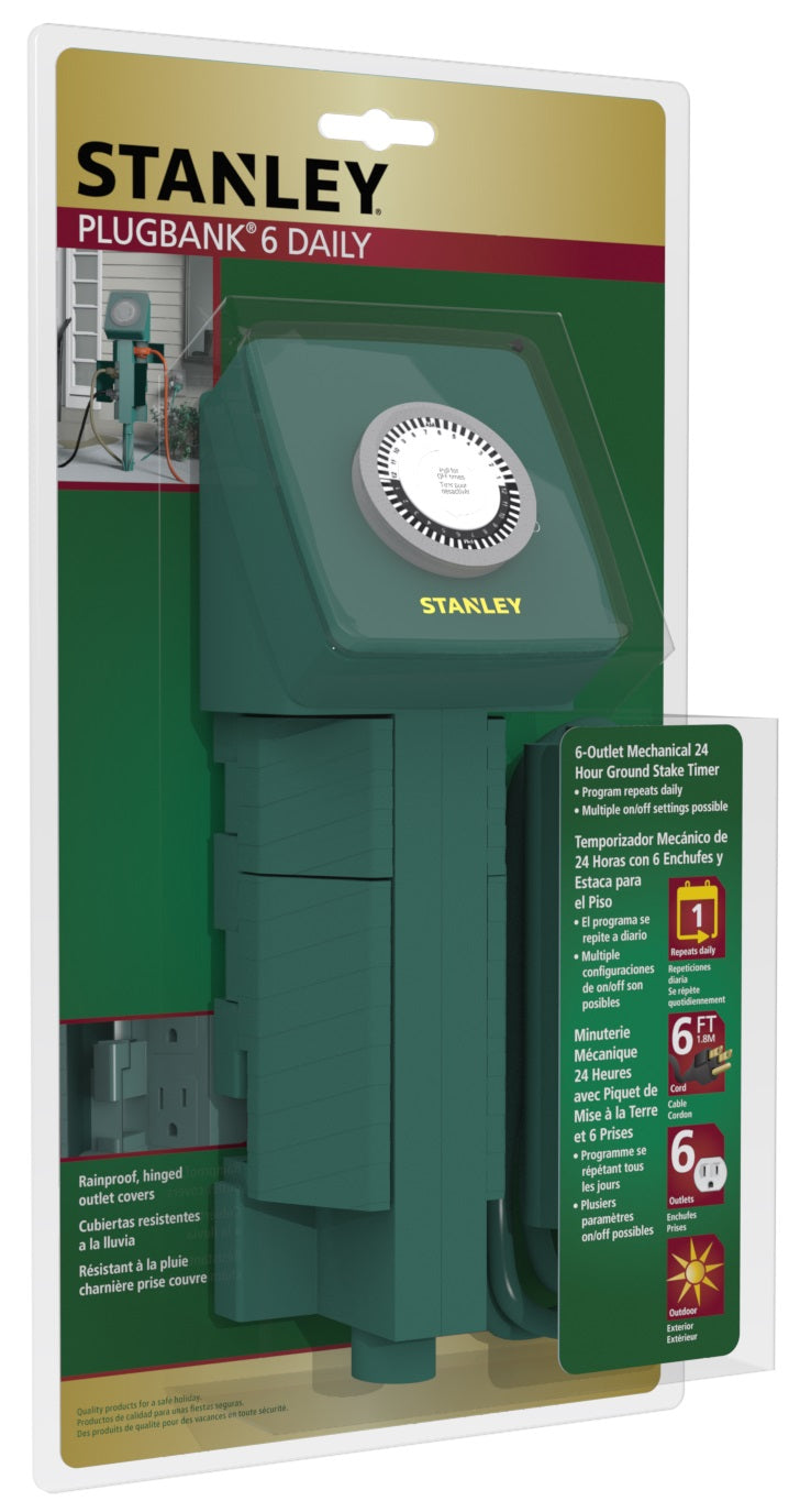 Stanley Outdoor Plug Bank 6-Power Center with Timer