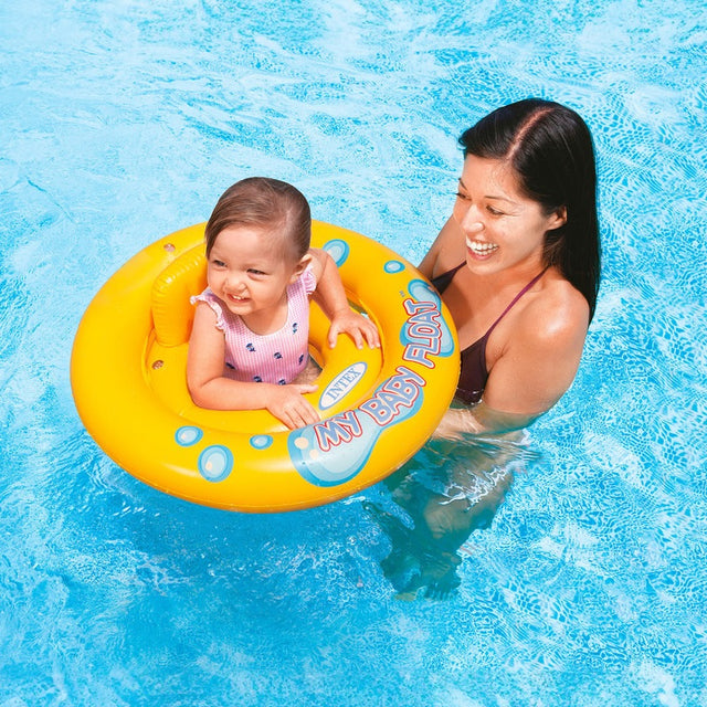 Round, yellow baby inflatable float.