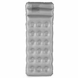 Silver inflatable pool mattress.