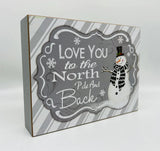 7.8" Holiday Snowman Wood Block Sign