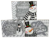 7.8" Holiday Snowman Wood Block Sign