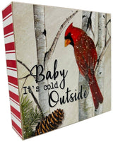 5.9" Wooden Holiday Cardinal Design Block