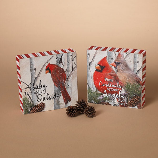 5.9" Wooden Holiday Cardinal Design Block