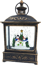 8.25" Battery-Operated Antique Bronze Spinning Water Globe Lantern with Holiday Scene