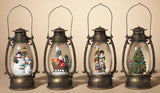 9.5" Battery-Operated Antique Bronze Spinning Water Globe Lantern with Holiday Scene