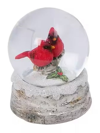 4.3" Cardinal Water Globe Winter Decoration