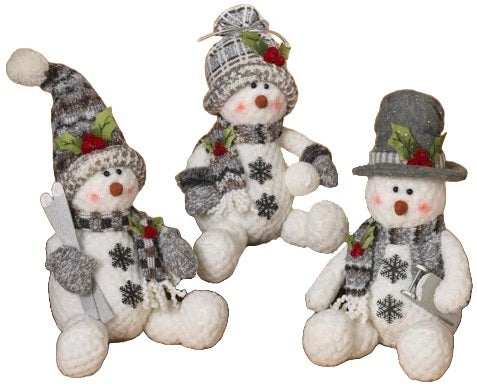 12" Plush Holiday Sitting Snowman