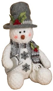 12" Plush Holiday Sitting Snowman