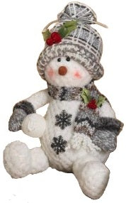 12" Plush Holiday Sitting Snowman