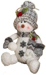12" Plush Holiday Sitting Snowman