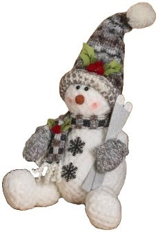 12" Plush Holiday Sitting Snowman