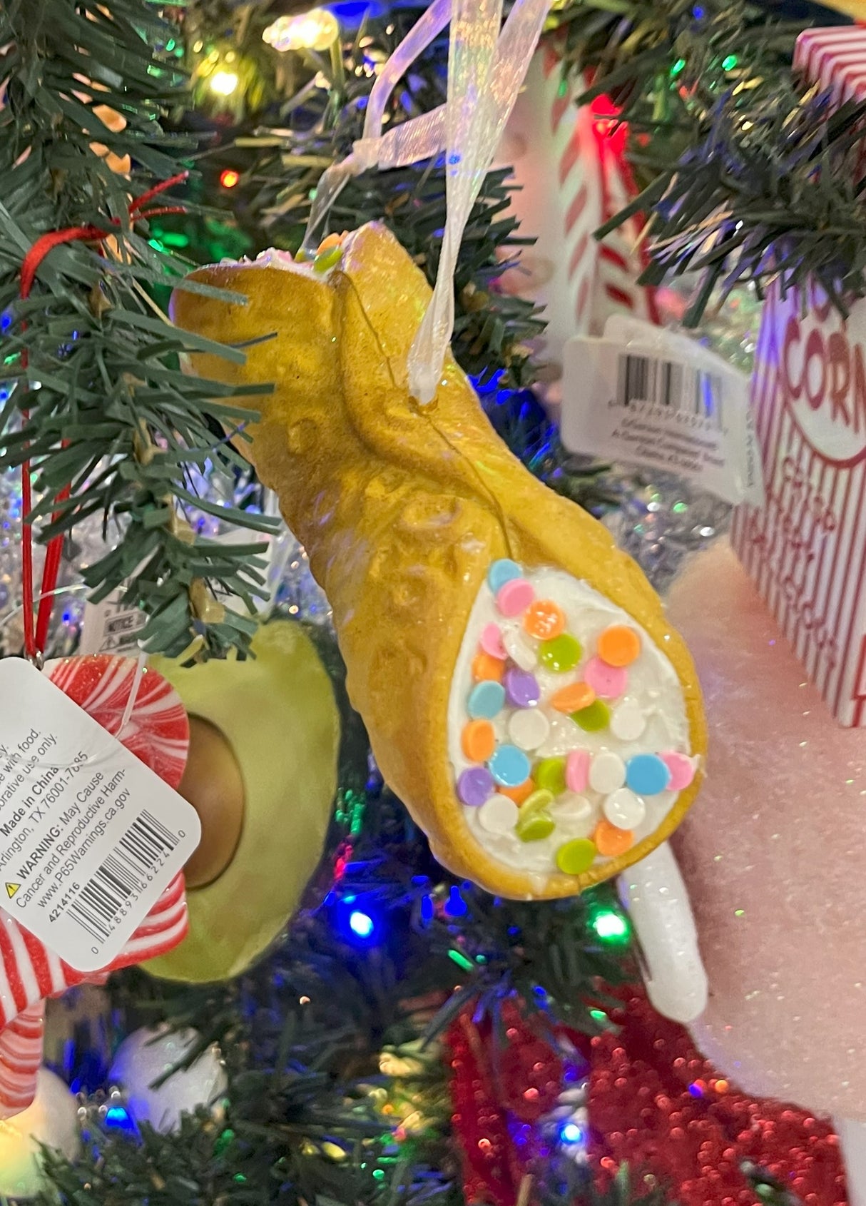 4.5" Soft Imitation Cannoli Pastry Ornament