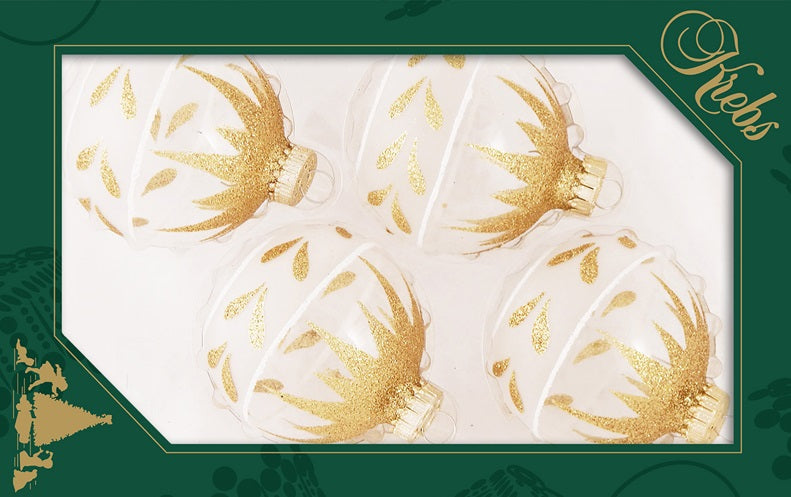 Shatterproof Gold Icicle and Leaf Band Ornaments