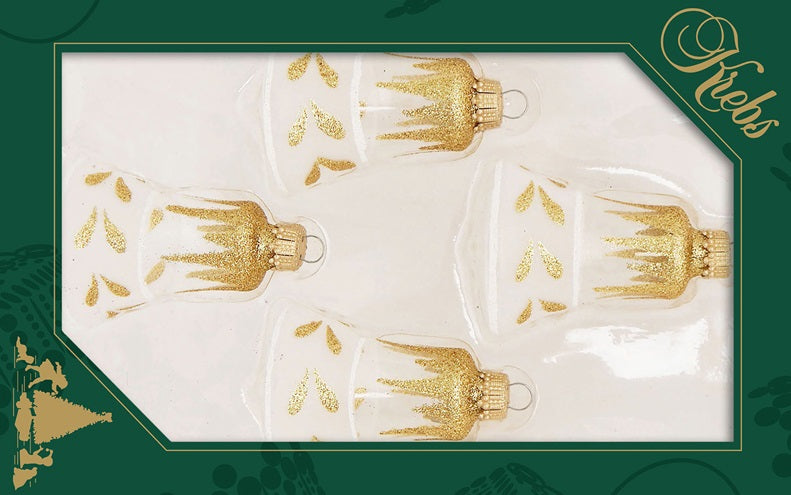 Shatterproof Gold Icicle and Leaf Band Ornaments