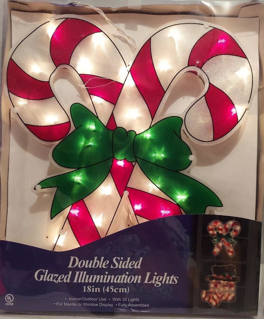 18" Glazed Double Candy Cane Window Plaque