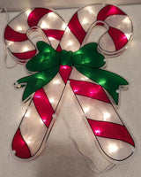18" Glazed Double Candy Cane Window Plaque