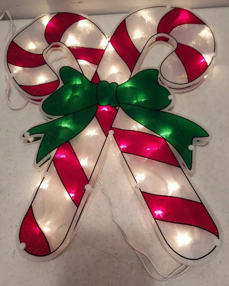 18" Glazed Double Candy Cane Window Plaque