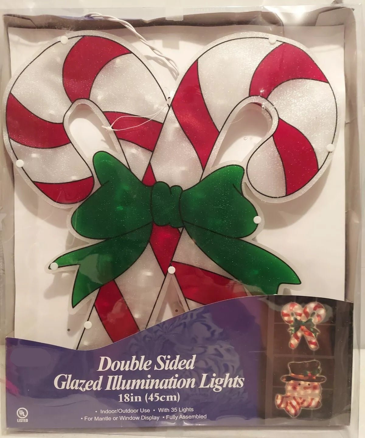 18" Glazed Double Candy Cane Window Plaque