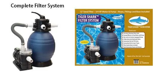 Blue Torrent Tiger Shark™ Complete Sand Filter System with ¾ HP Motor and Pump