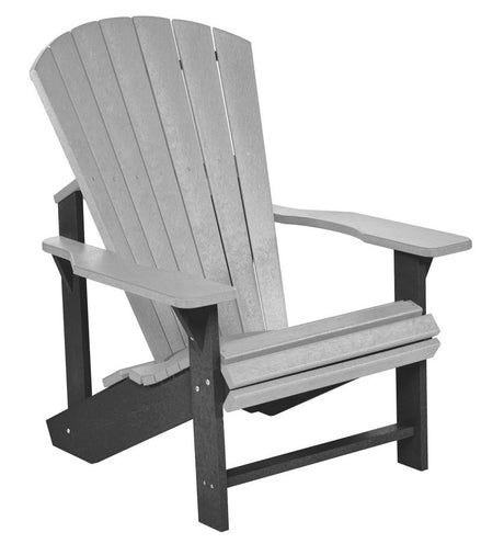 A two-tone light gray and dark gray Adirondack chair 