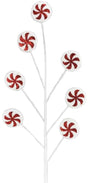 Pick spray designed to look like it's made of seven red and white swirl lollipops.