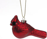 Glittered Cardinal Handblown Glass Ornament